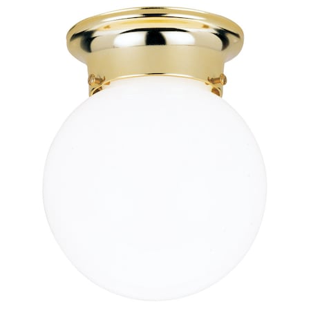 Westinghouse Westinghouse 7-1/4 in. H X 6 in. W X 6 in. L Polished Brass White Ceiling Light 66677